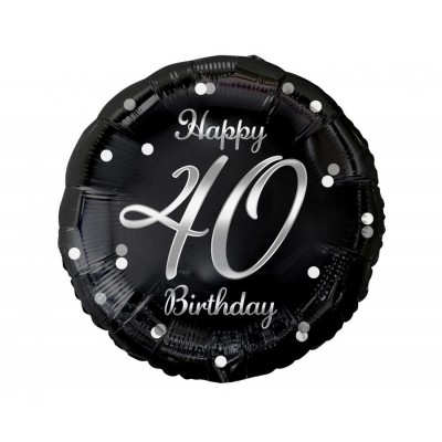 Fóliový balón 40 narodeniny čierno strieborný