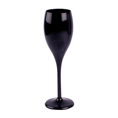 Plastový nerozbitný pohár na sekt, prosecco a víno čiernej farby 150 ml
