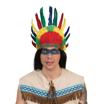 Indiánska čelenka s farebným perím