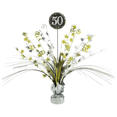 Dekorácia na stôl Happy Birthday 50 Sparkling zlato šedá