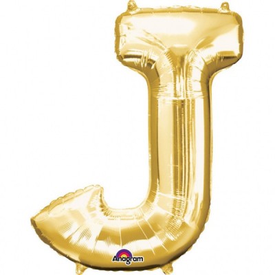 Fóliový balón "J" zlatý