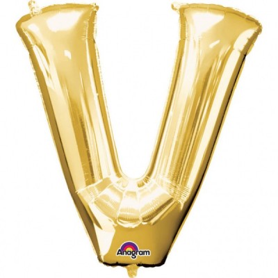 Fóliový balón "V" zlatý