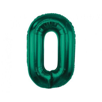 Fóliový balón číslo 0 smaragdová zelená