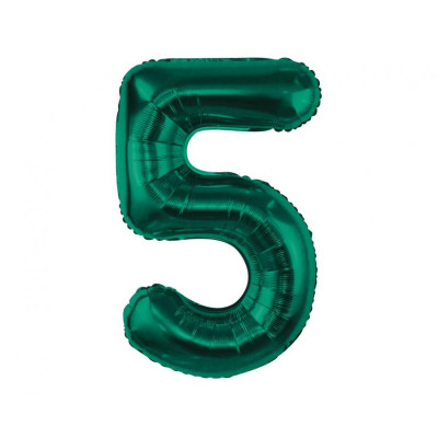 Fóliový balón číslo 5 smaragdová zelená