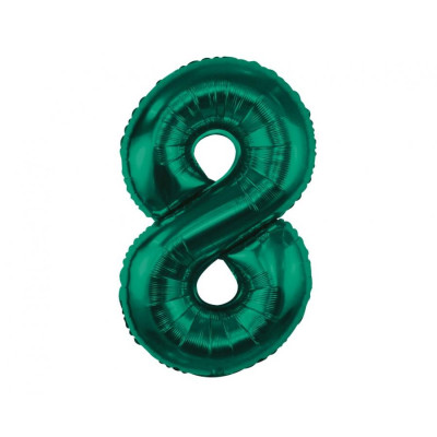 Fóliový balón číslo 8 smaragdová zelená