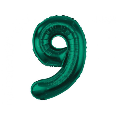 Fóliový balón číslo 9 smaragdová zelená
