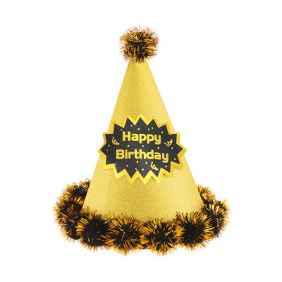 Párty klobúčik Happy Birthday zlatý