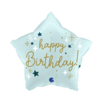 Fóliový balón hviezda Happy Birthday modrá