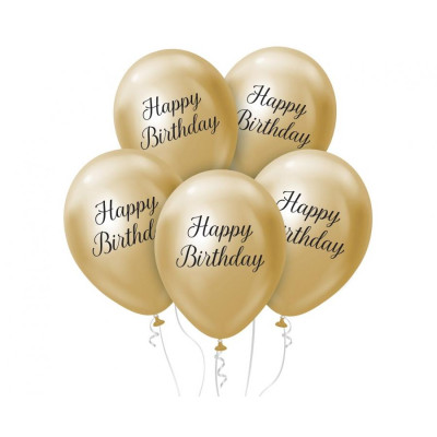 Latexové balóny zlaté Happy Birthday