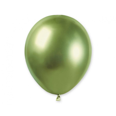 Latexové dekoračné balóny zelené kivi chrómové 12.5 cm