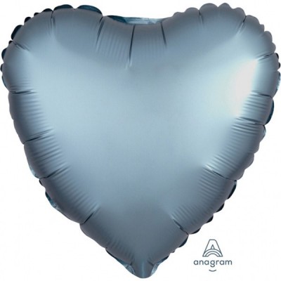 Fóliový balón Satin Luxe srdce modrá ocel