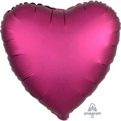 Fóliový balón Satin Luxe tmavoružový srdce