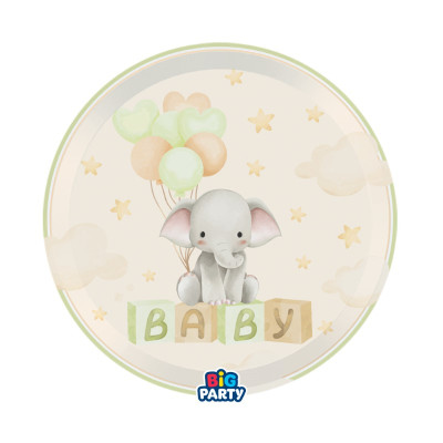 Papierové taniere Baby so sloníkom 22 cm