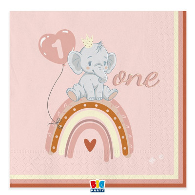 Servítky One Birthday Boho pink