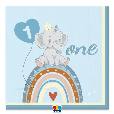 Servítky One Birthday Boho blue