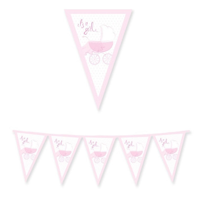 Vlajočkový banner ružový It´s a girl