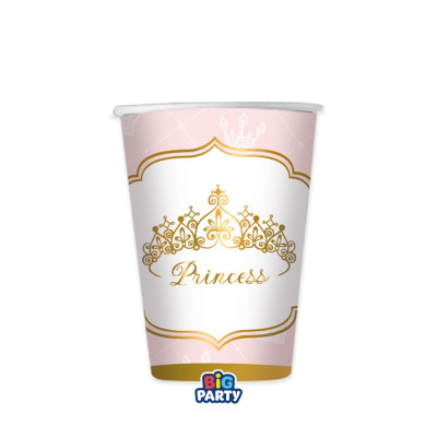 Poháre so zlatou korunkou Princess ružové