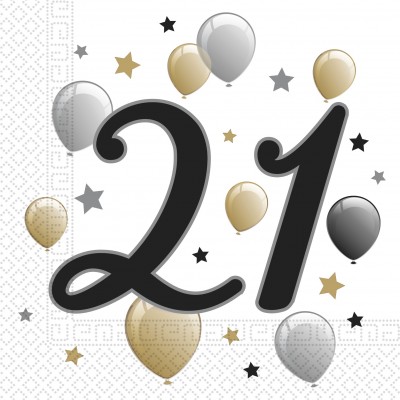 Servítky Happy Birthday balónové 21