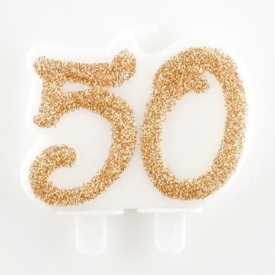 Sviečka trblietavá zlatá “50”