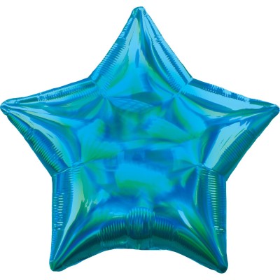 Fóliový holografický balón hviezda jantárovo azúrová