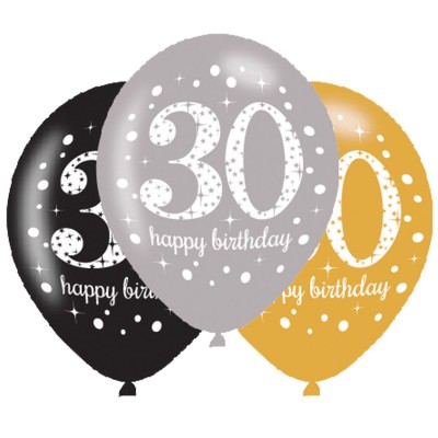 Latexové sparkling balóny Happy B-day 30