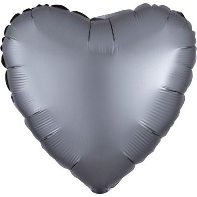 Fóliový balón Satin Luxe grafit srdce