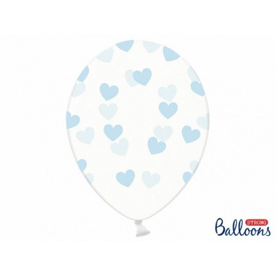 Latexové balóny kryštálové so srdiečkami modrými