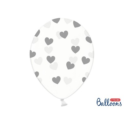 Latexové balóny kryštálové so srdiečkami šedými
