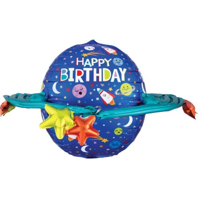 Fóliový balón supershape Happy B-Day vesmír