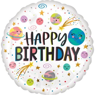 Fóliový balón Planéty Happy Birthday