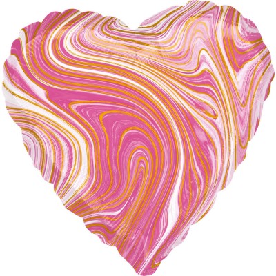 Fóliový balón mramor ružové srdce