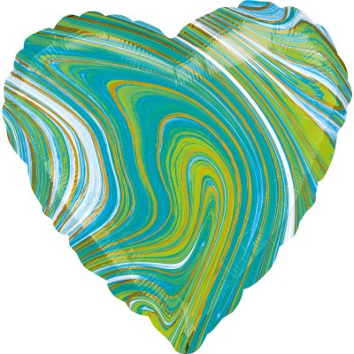 Fóliový balón mramor zelené srdce