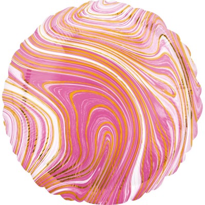 Fóliový balón mramor svetlo ružový guľatý
