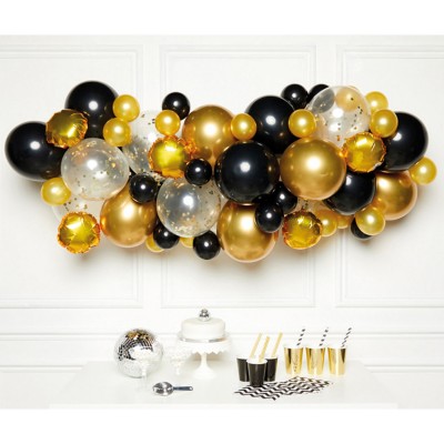 Balónová dekoračná sada čierno zlatá
