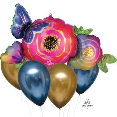 Balónova buketa kvetinka s motýľom