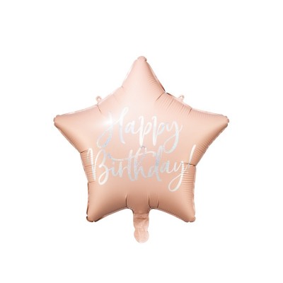 Fóliový balón Happy Birthday pudrová ružová