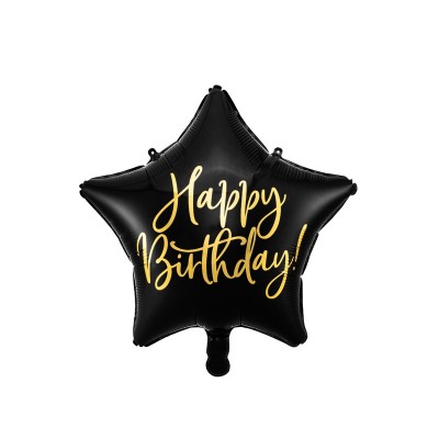 Fóliový balón Happy Birthday čierny