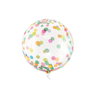 Transparentný Bobo balón s potlačou konfiet 40 cm