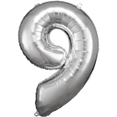 Fóliový balón 9 strieborný