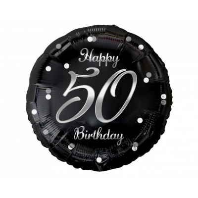 Fóliový balón 50 narodeniny čierno strieborný