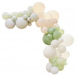 Balónová dekoračná sada oblúk mix zelenej, bielej a telovej farby