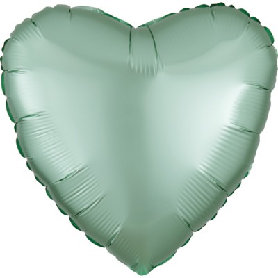 Fóliový balón Satin Luxe mätovo zelené srdce