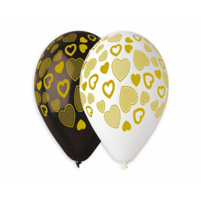 Latexové balóny so zlatými srdiečkami