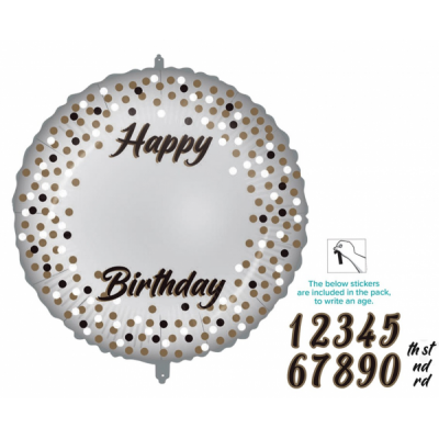 Fóliový balón Happy B-Day s číslami