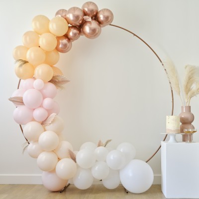 Balónová dekoračná sada biela, broskyňová, ružovo zlatá