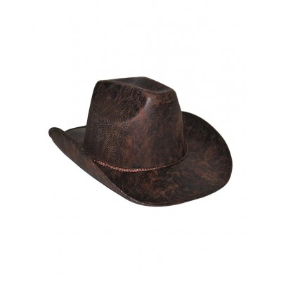 Kovbojský klobúk hnedý imitácia kože
